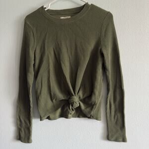 Madewell Top Womens Small Green Texture‎ Thread Waist Tie Casual Ladies GUC